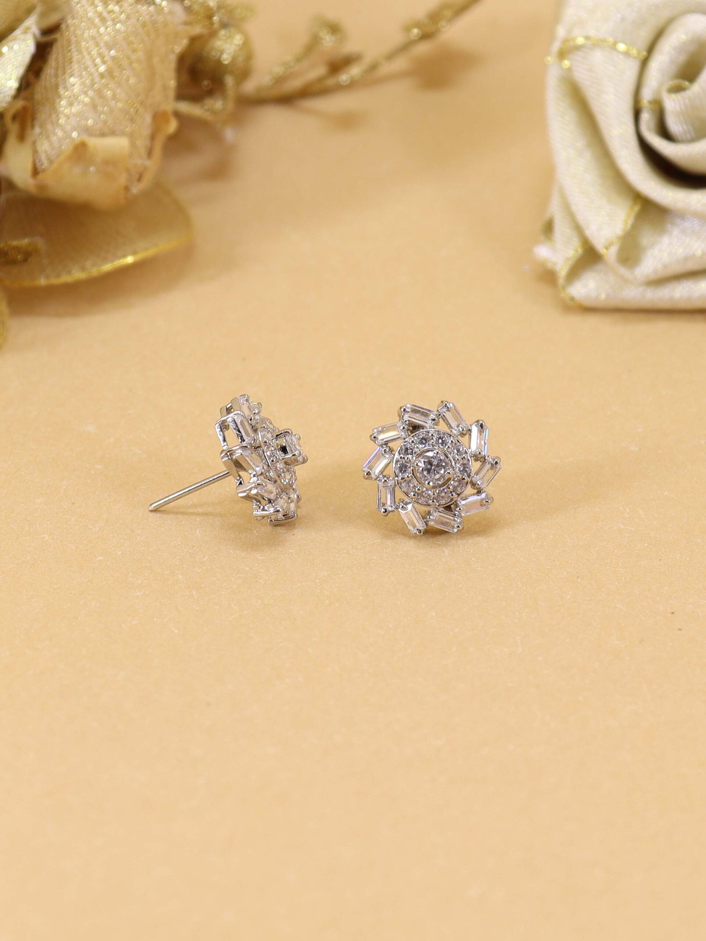 Tops Studded With Zircon In 925 Silver.