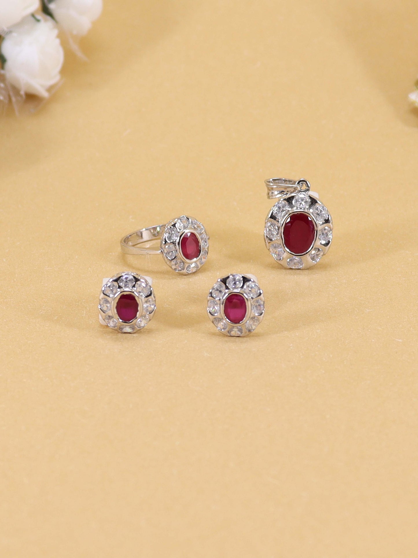 Locket Tops Studded With Chatham In 925 Silver.