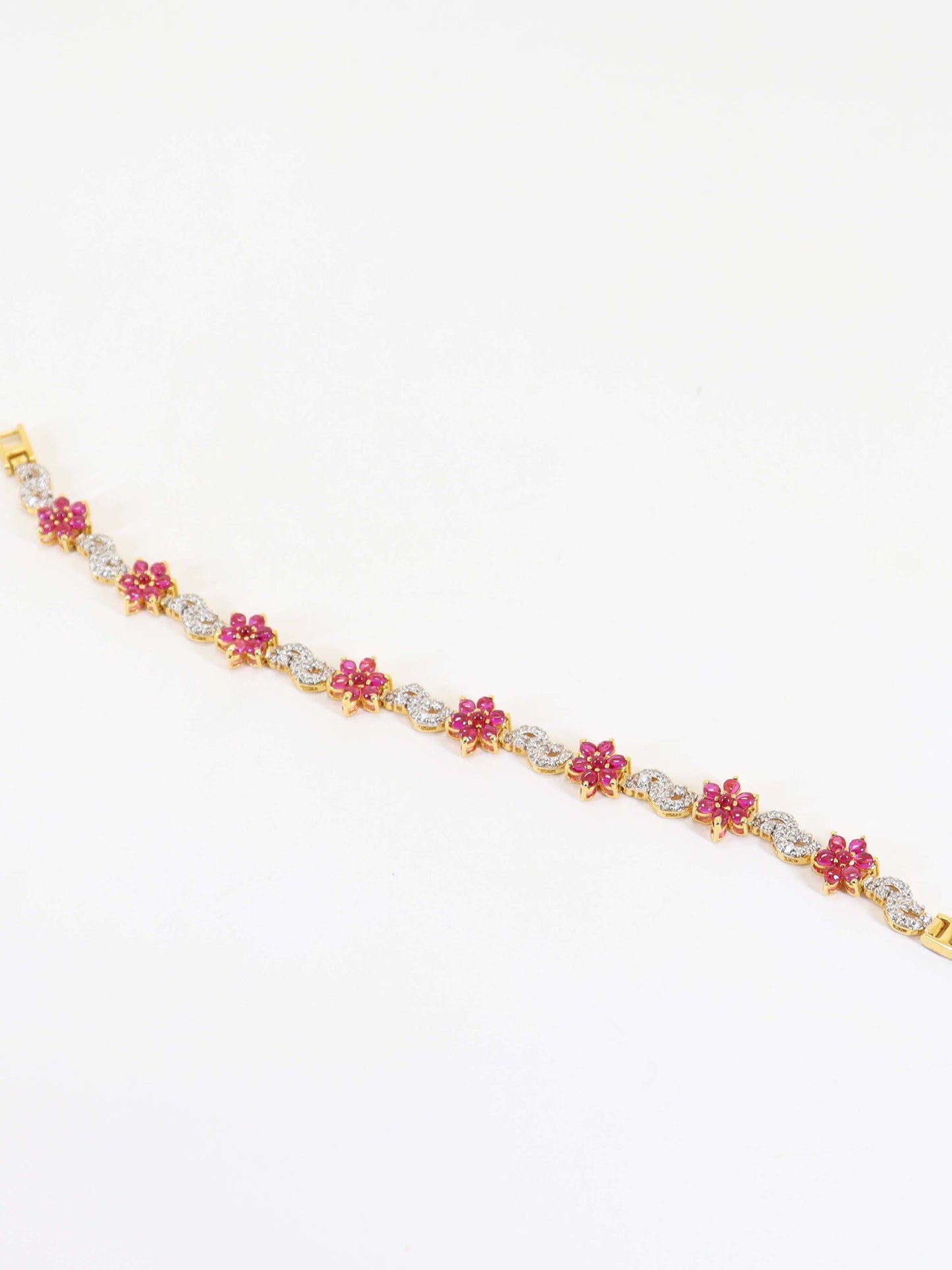 Bracelet Studded With Zircons And Chatham In 925 Silver.
