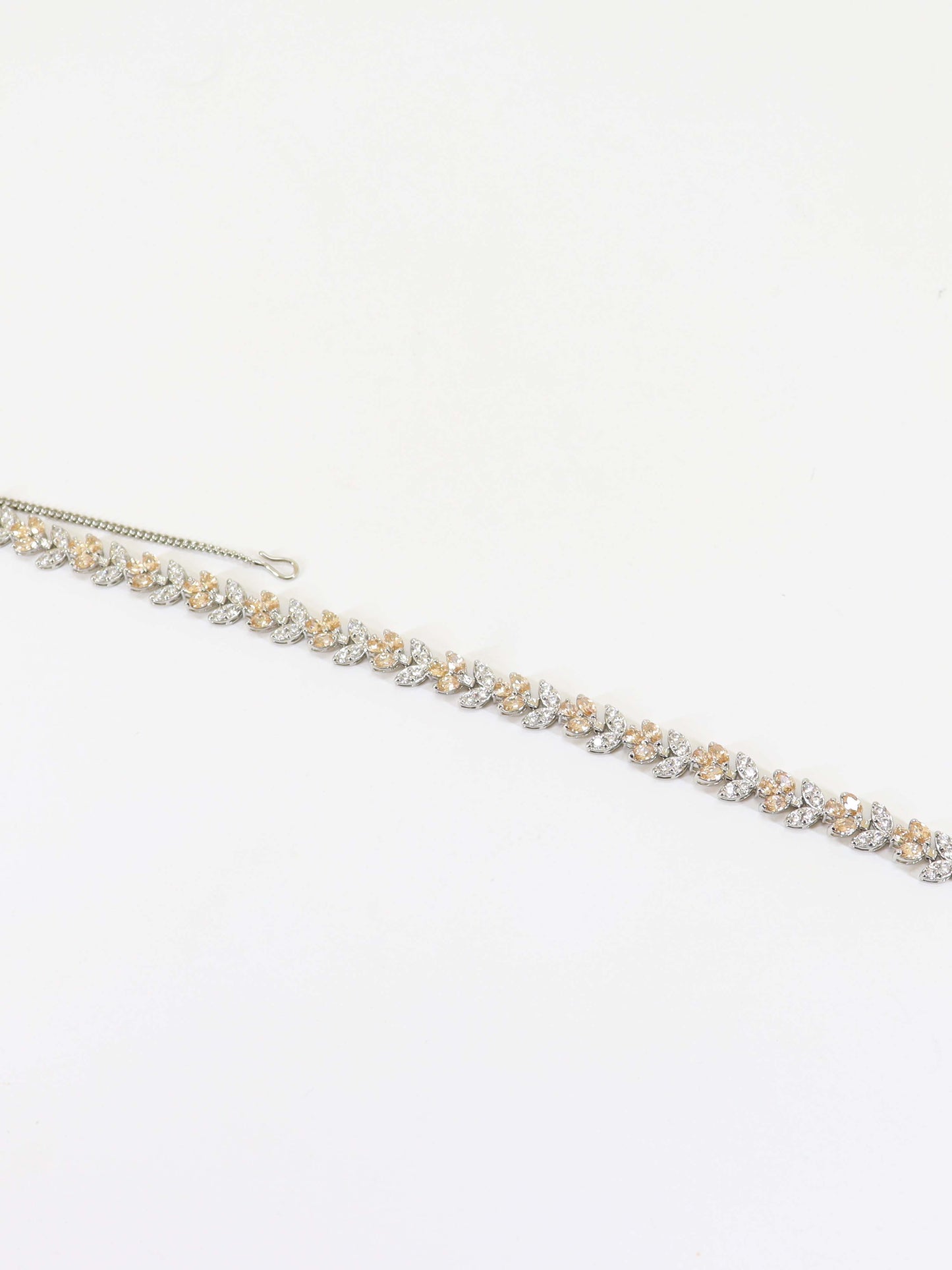 Bracelet Studded With Zircons And Shampaign In 925 Silver.