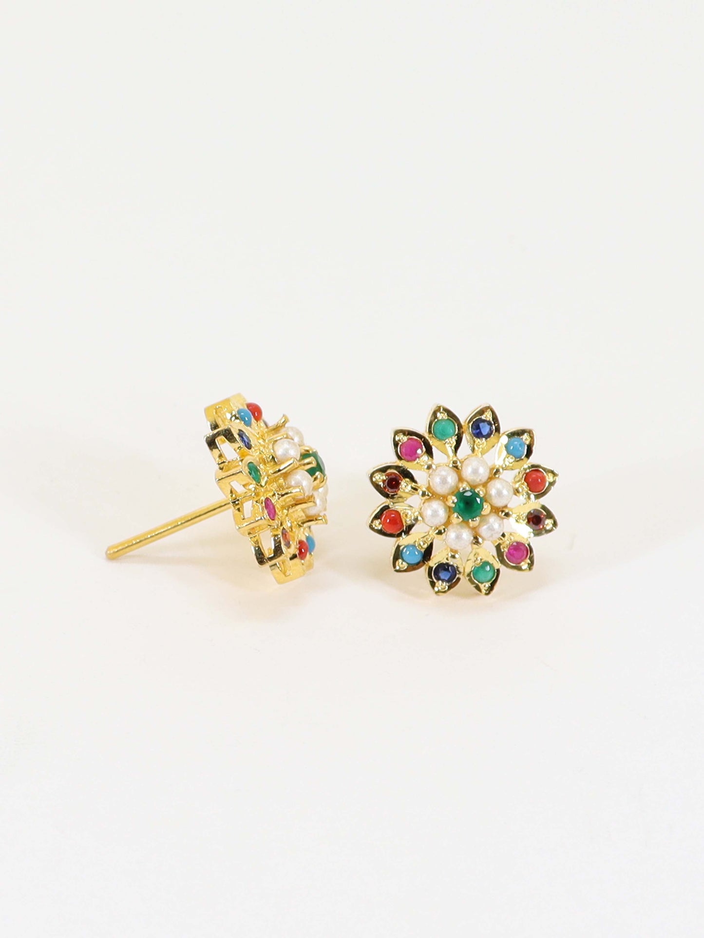 Tops With Semiprecious Naurattan Stones In 925 Silver.