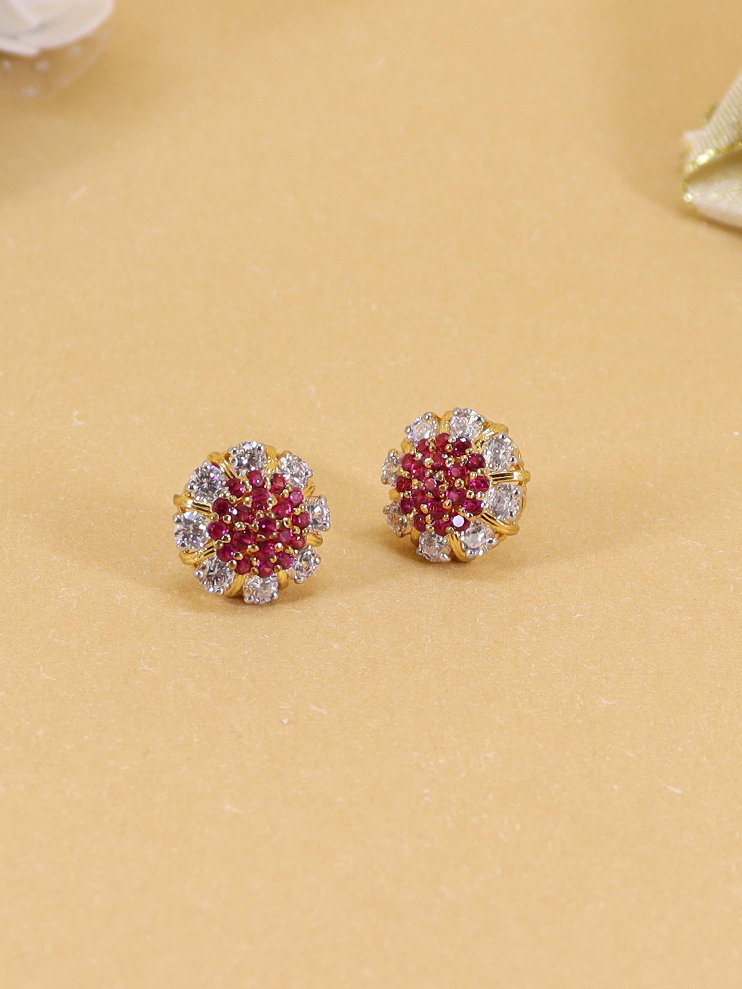 Tops Studded With Pink Zircon In 925 Silver.