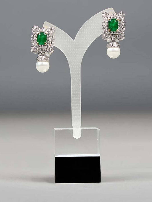 Tops Studded With Semiprecious Emerald In 925 Silver.