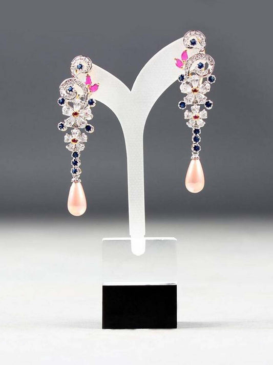 Earings With Multicolor Stones In 925 Silver.