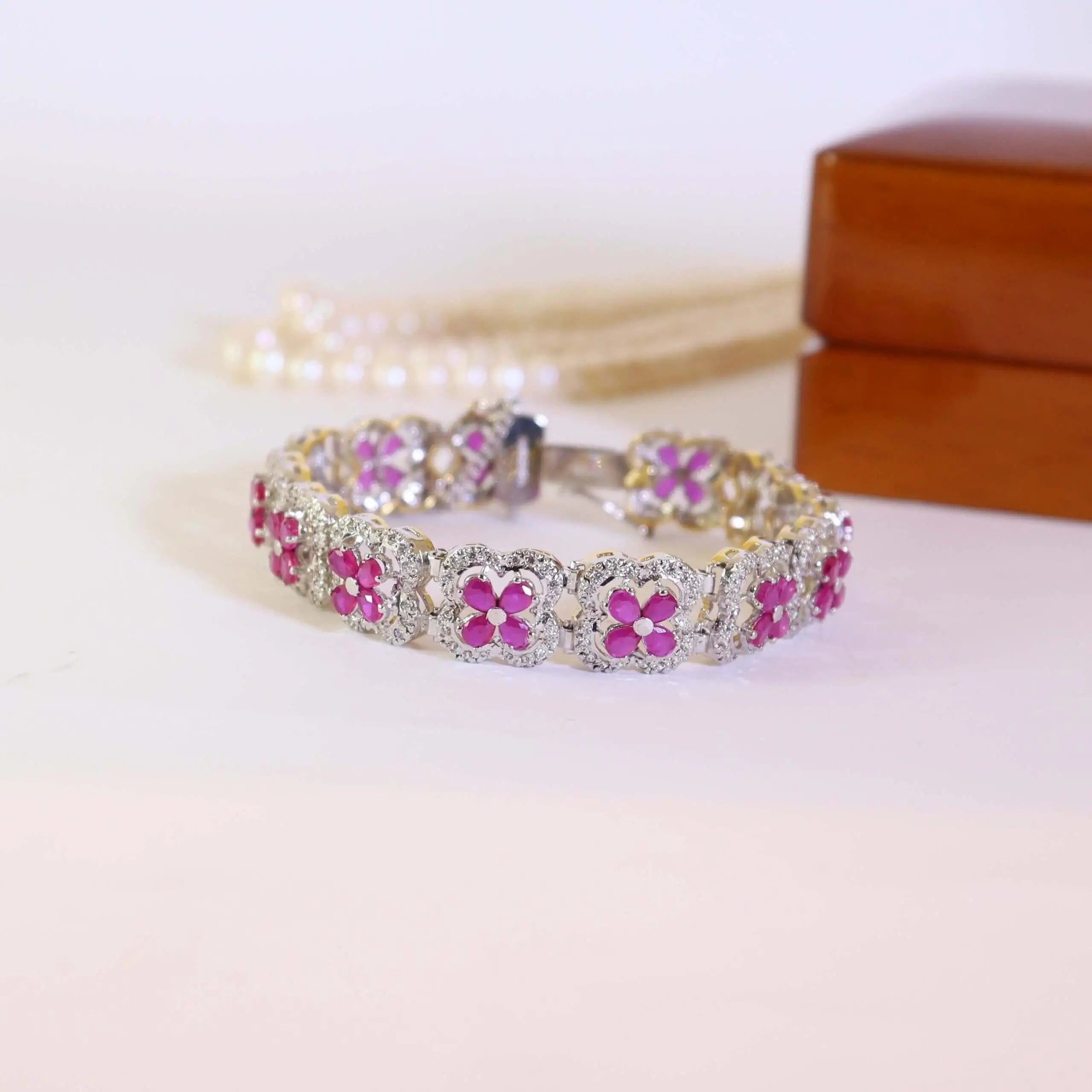 Bracelet Studded with Chatham In 925 Silver.