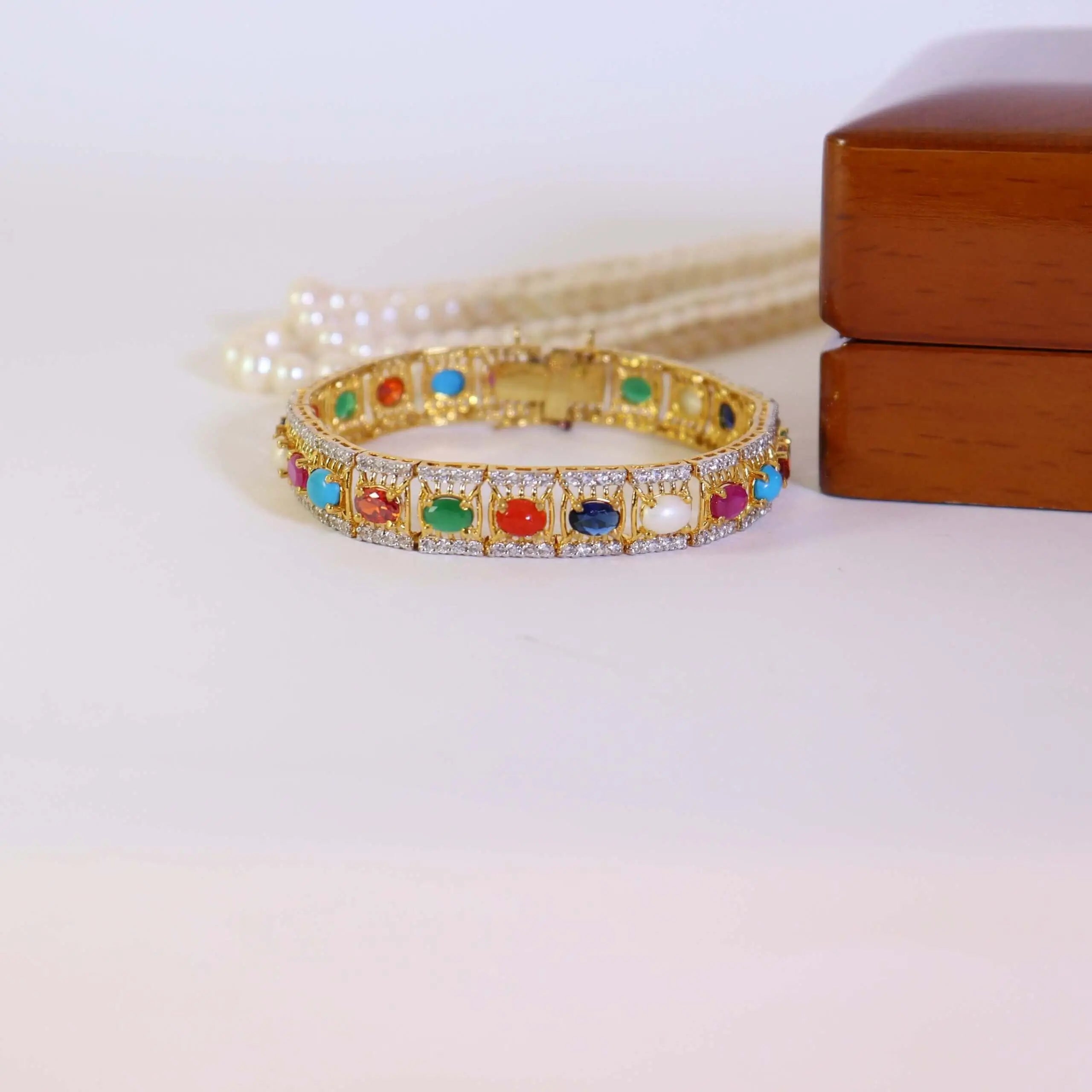 Bracelet With Multicolor Stones In 925 Silver.
