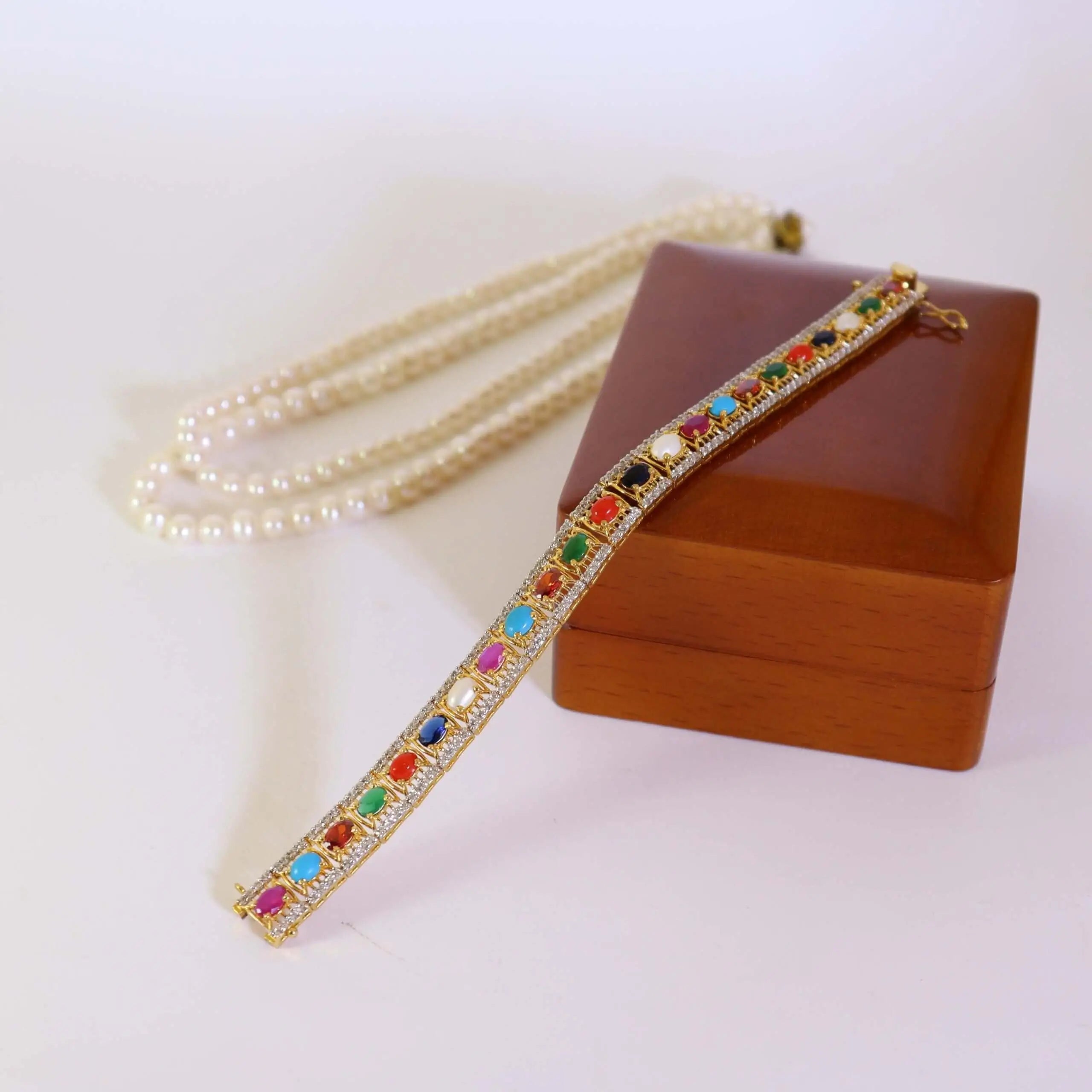 Bracelet With Multicolor Stones In 925 Silver.