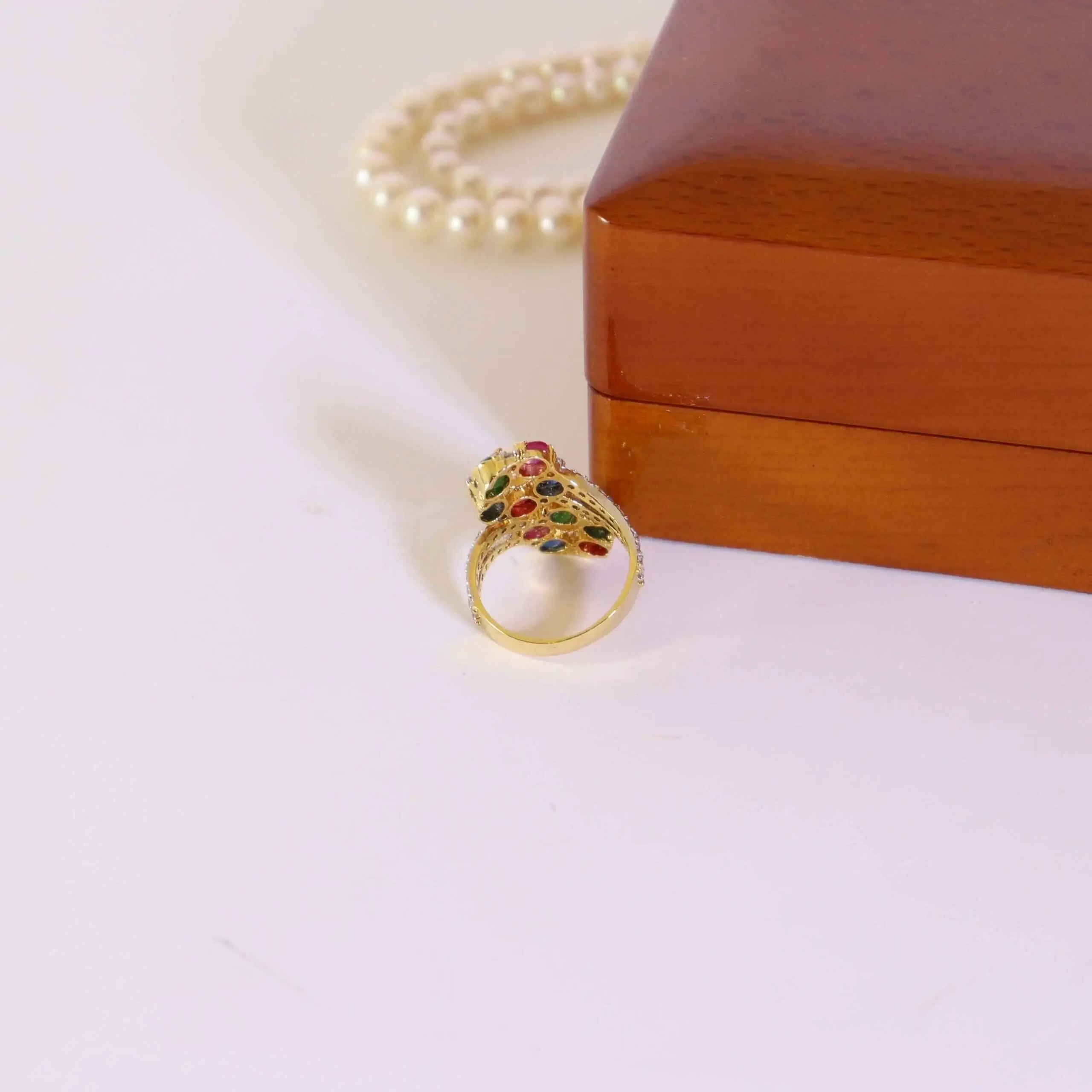 Ring With Multicolor Stone In 925 Silver.