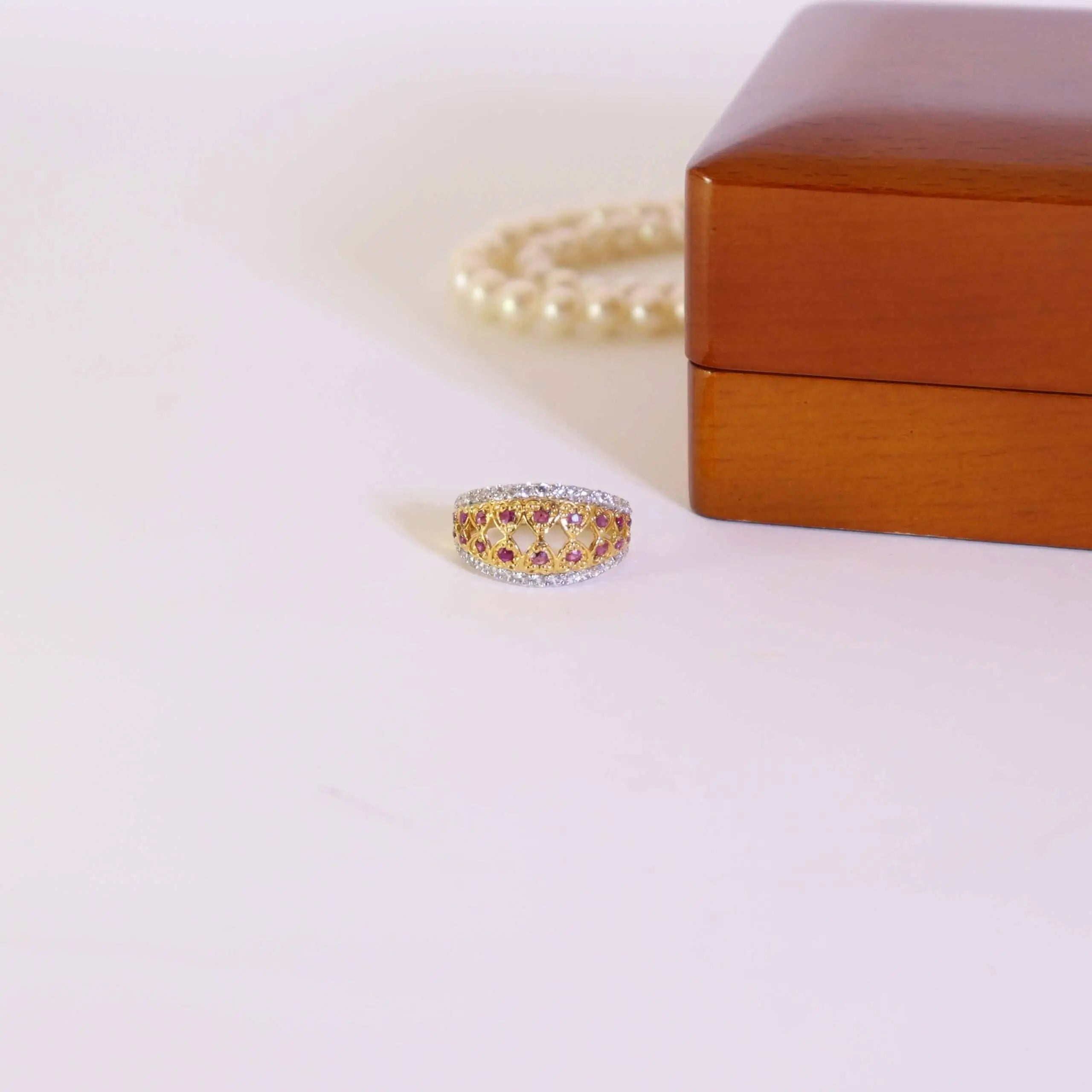 Ring Studded With Chatham In 925 Silver.
