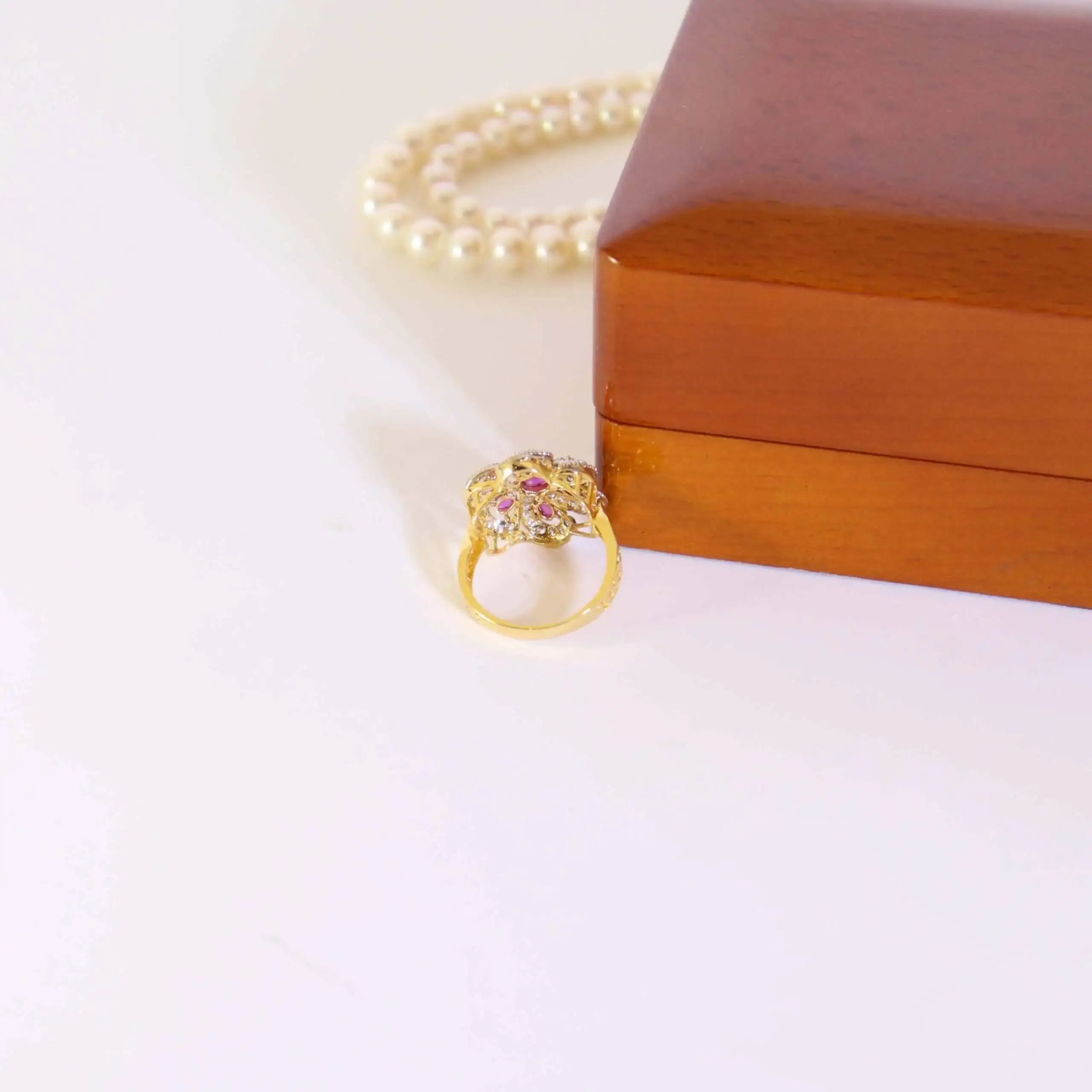 Ring Studded With Chatham In 925 Silver.