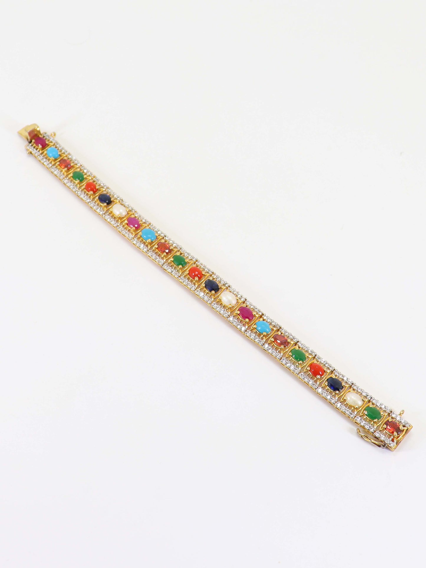 Bracelet With Multicolor Stones In 925 Silver.