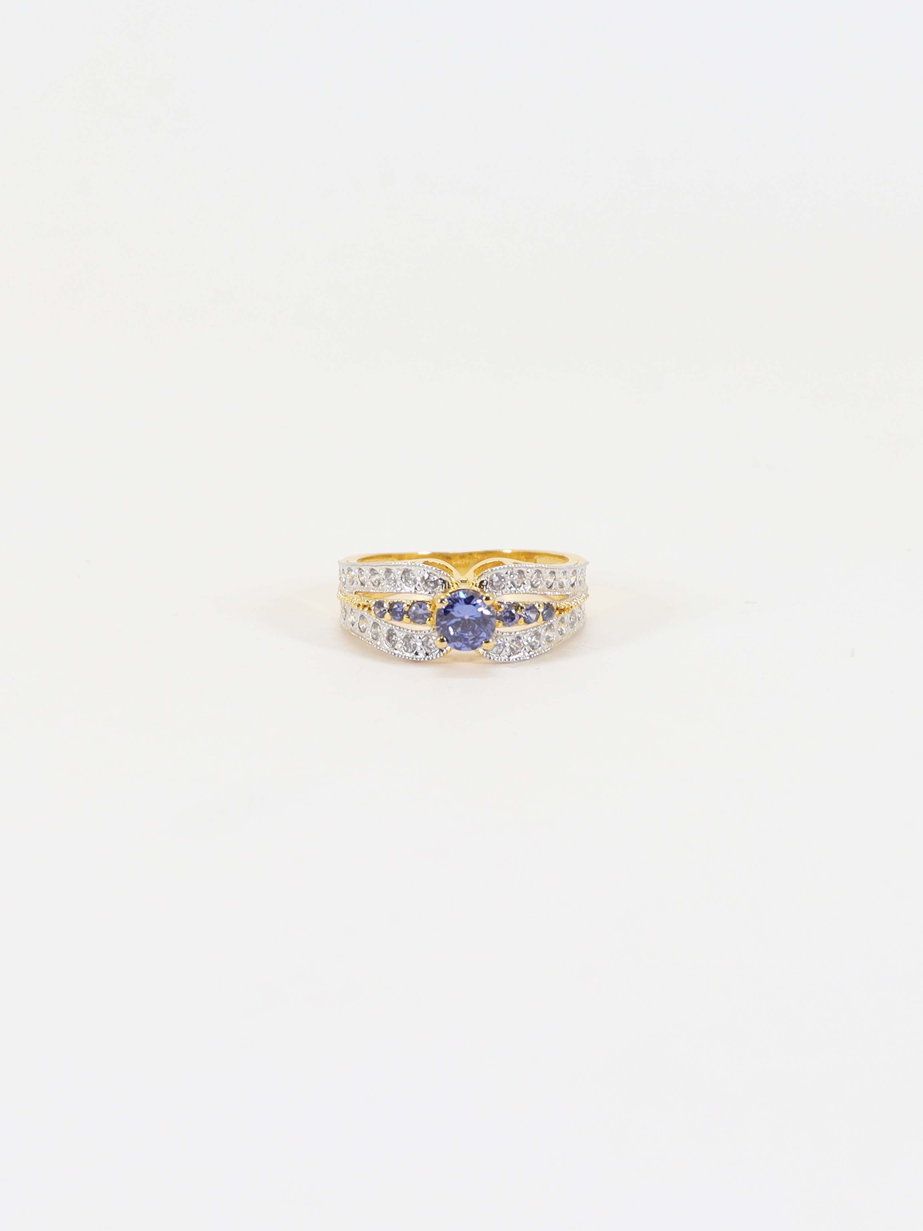 Ring Studded With Semiprecious Amethyst In 925 Silver.