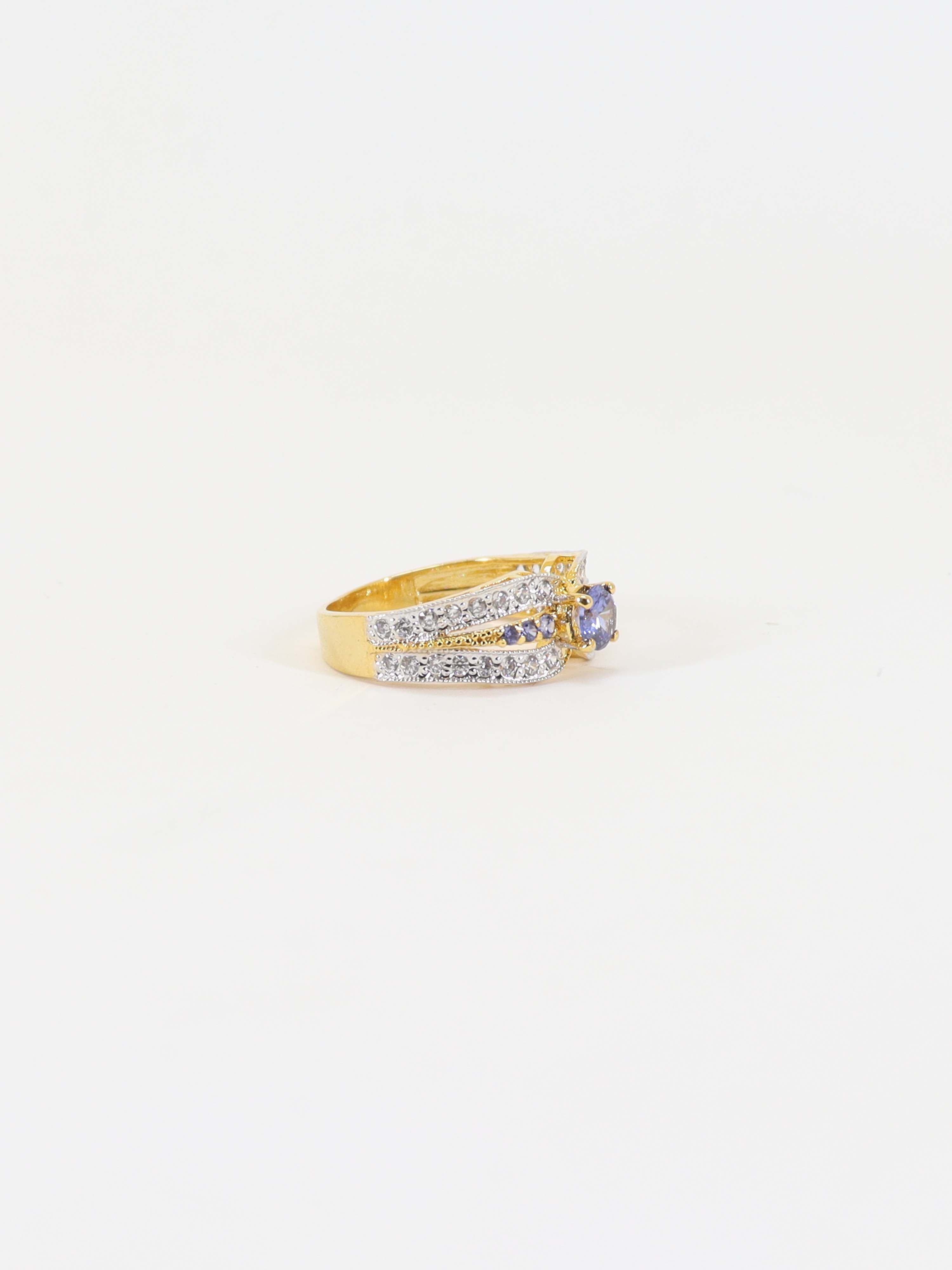 Ring Studded With Semiprecious Amethyst In 925 Silver.
