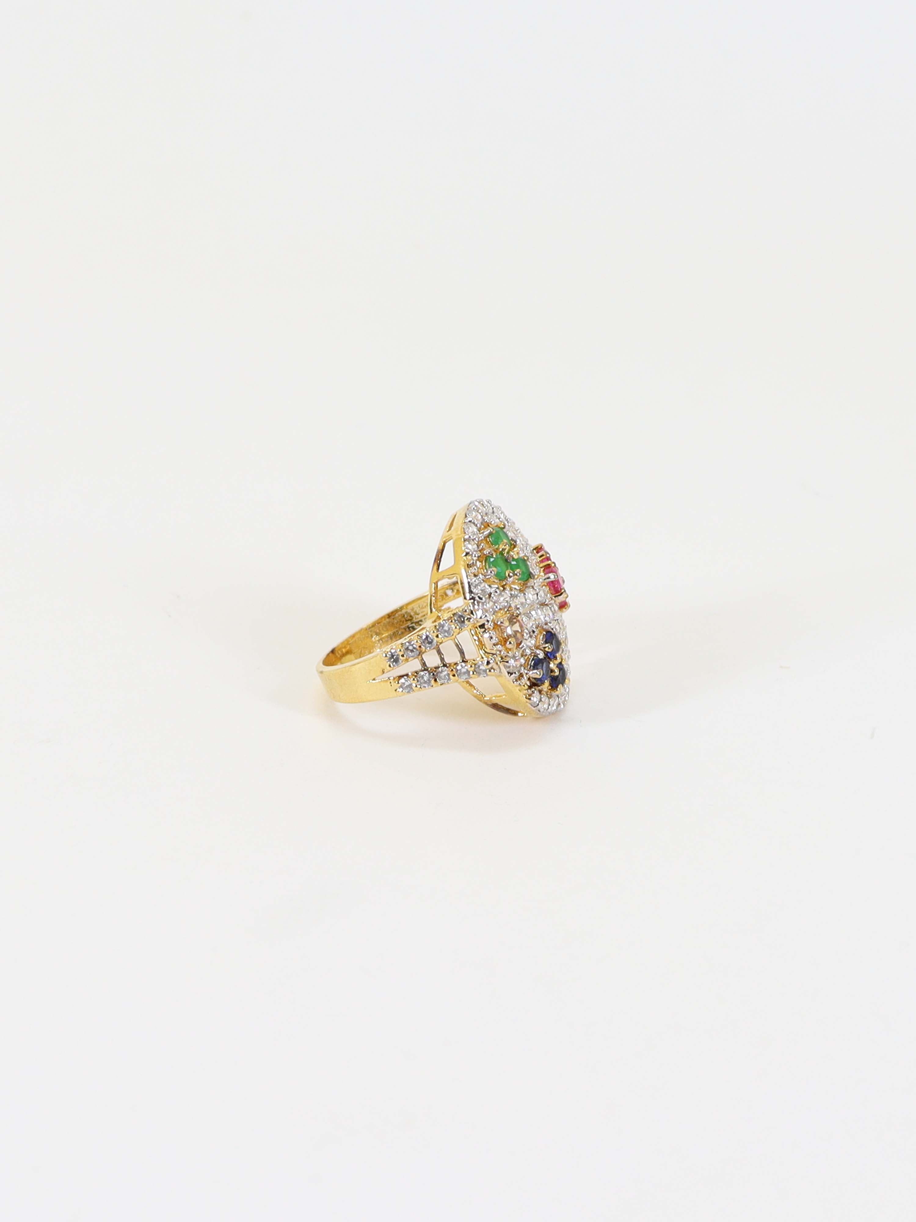 Ring With Red , Green And Blue Zircons In 925 Silver.
