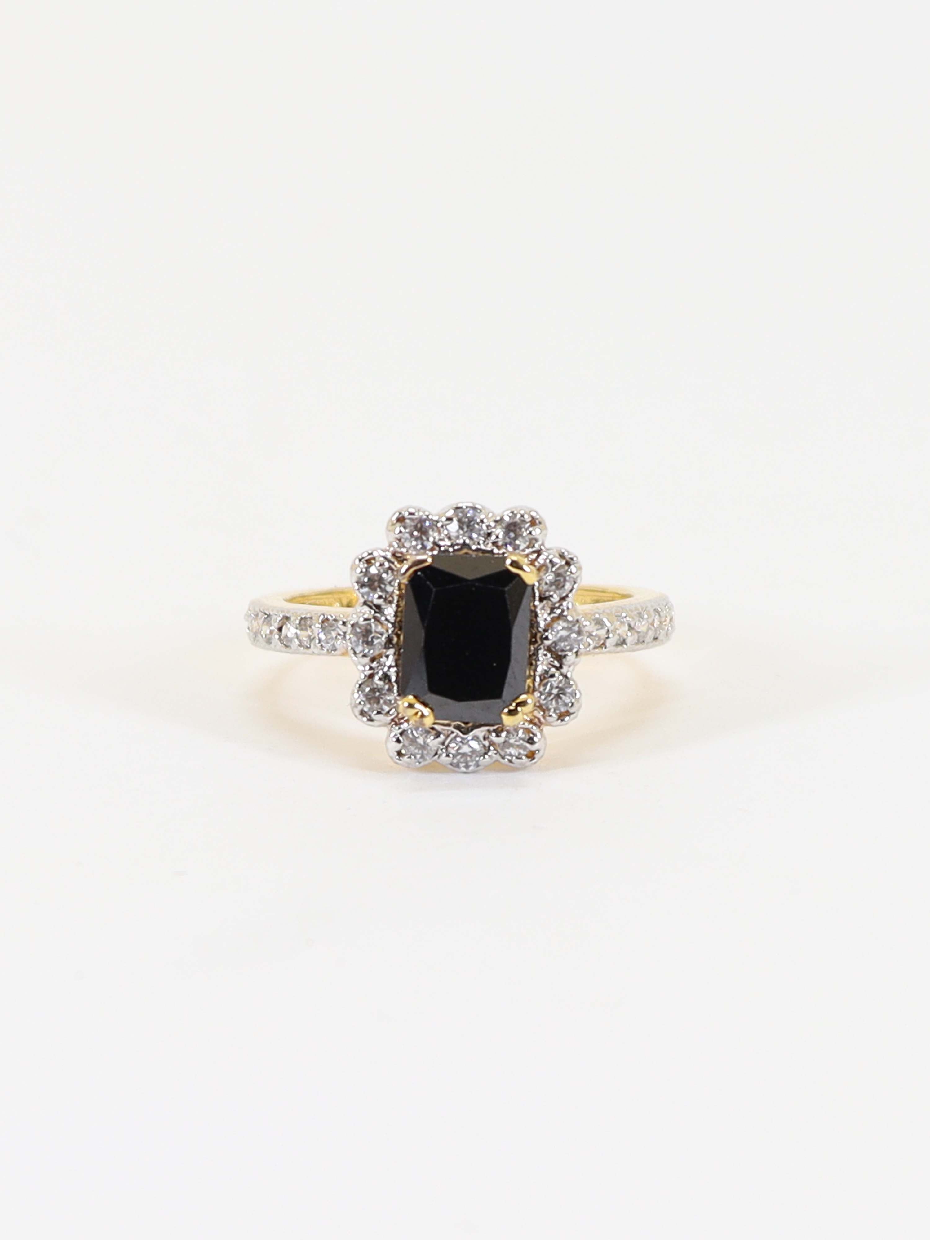 Ring With Black Stone In 925 Silver.