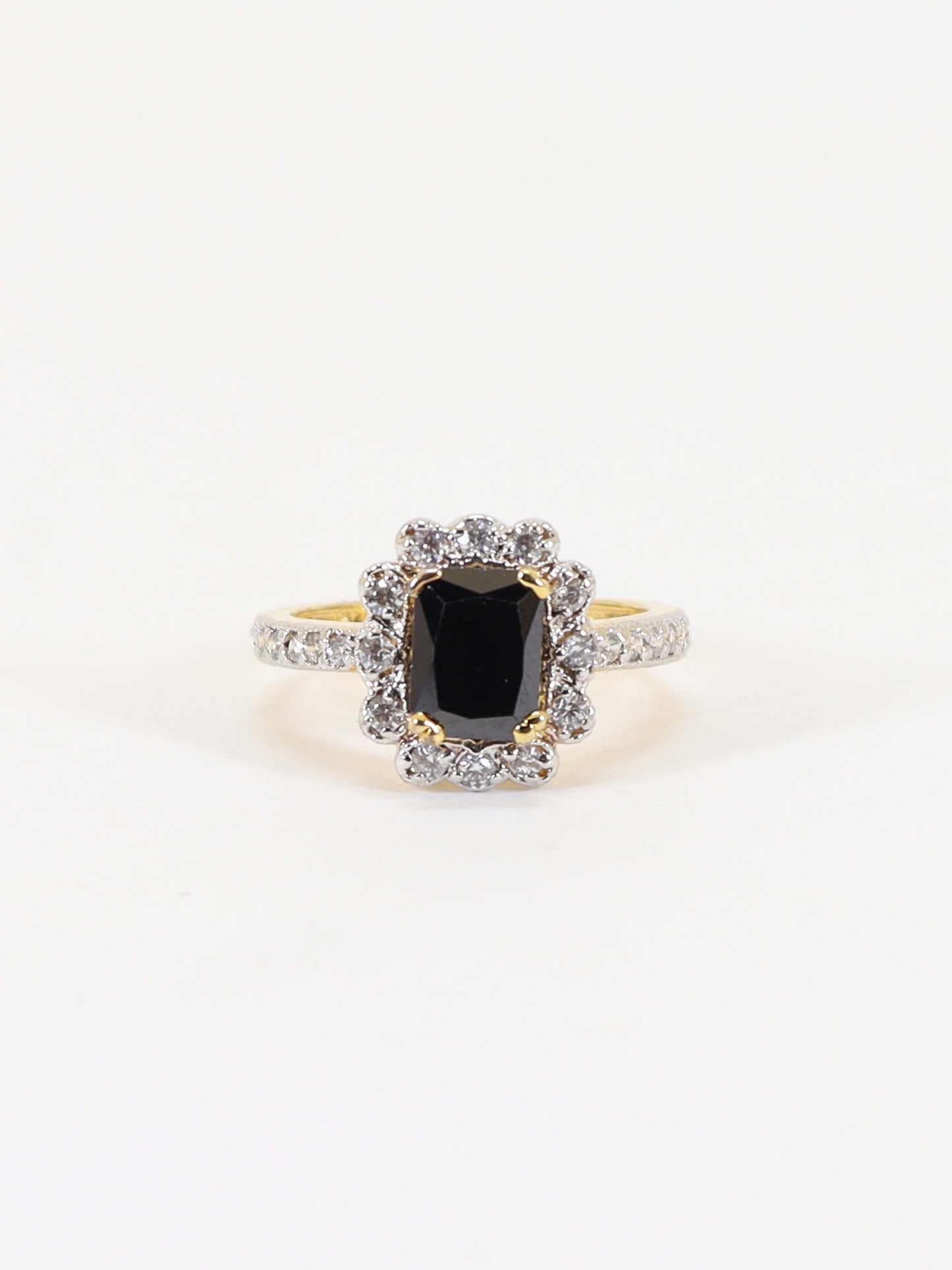 Ring With Black Stone In 925 Silver.