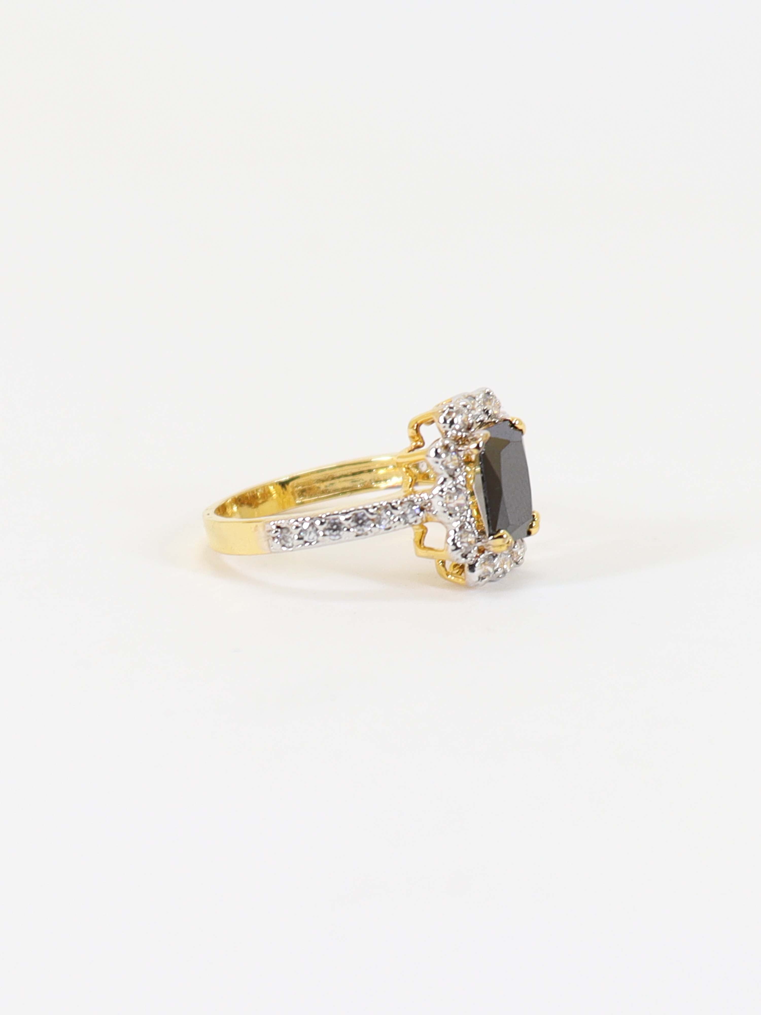 Ring With Black Stone In 925 Silver.
