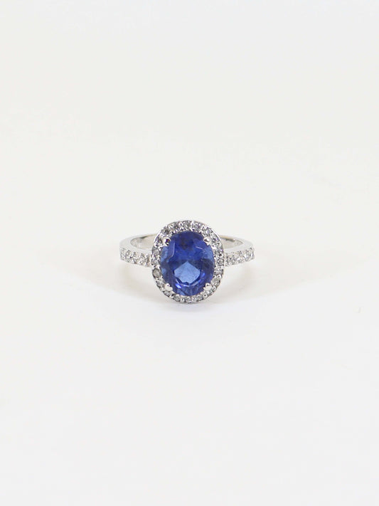 Ring With Semiprecious Sapphire In 925 Silver.