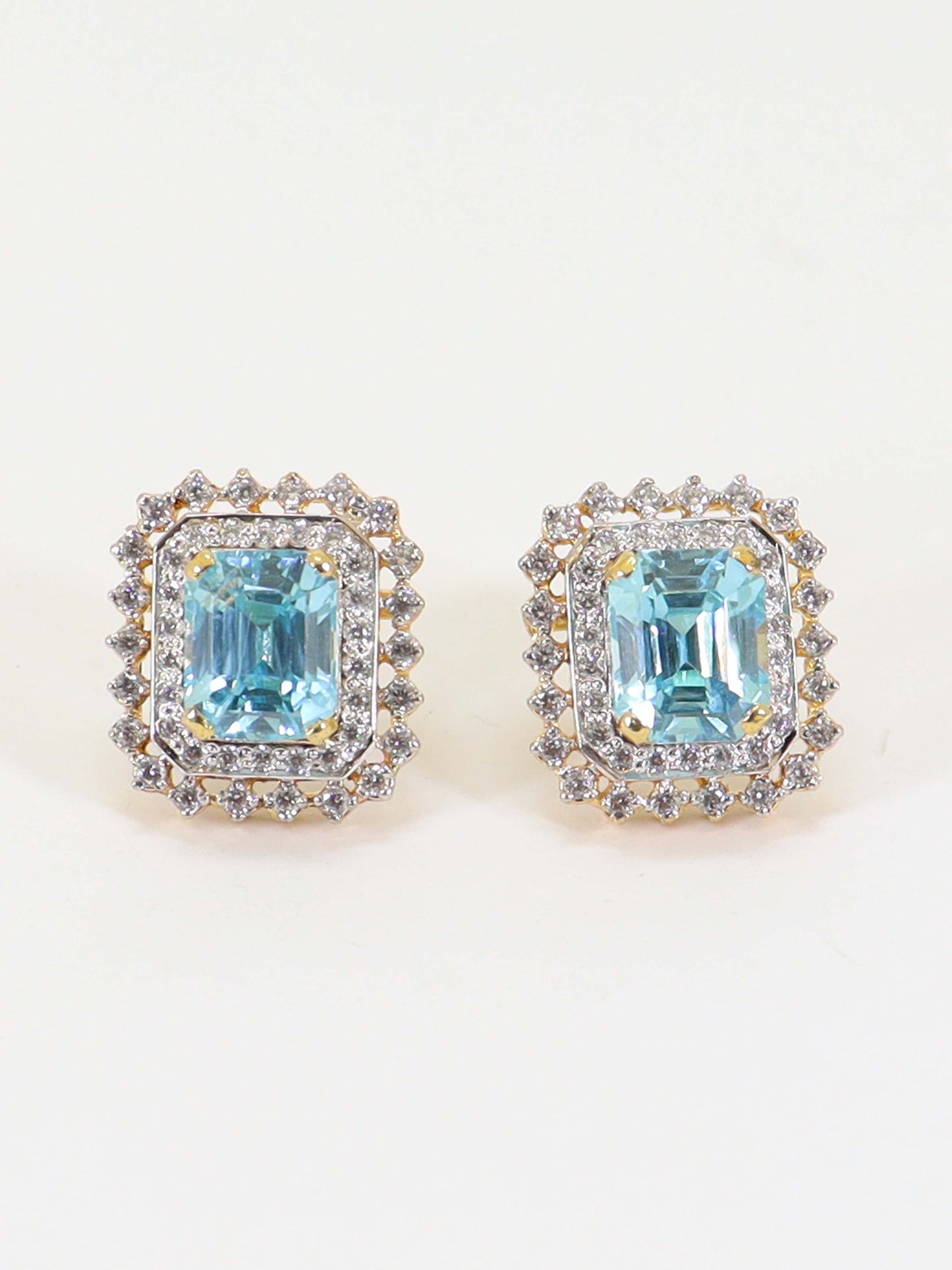 Tops Studded With Semiprecious Aquamarine In 925 Silver.