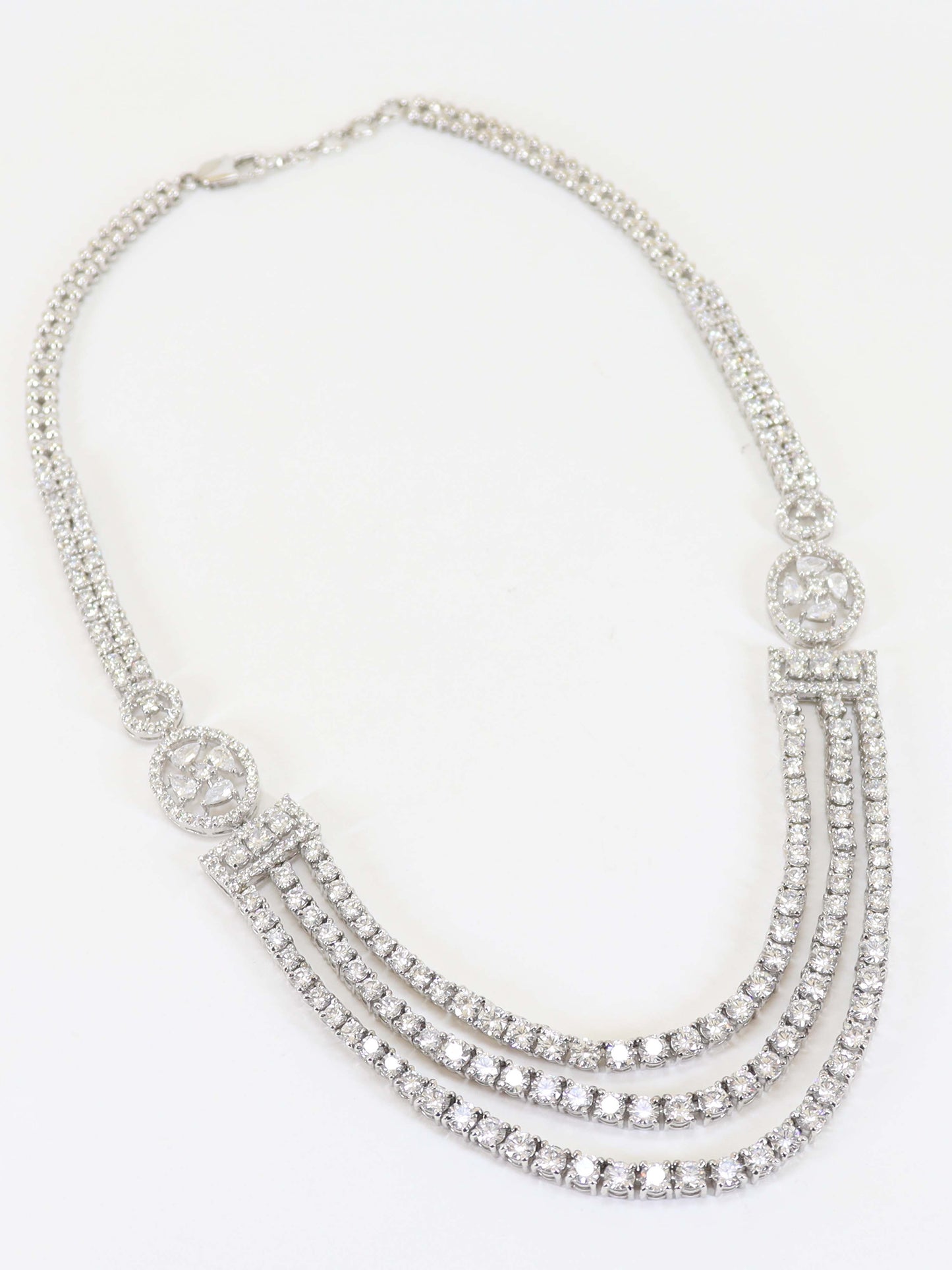 Diamond Style Zircons Mala In 925 Silver.