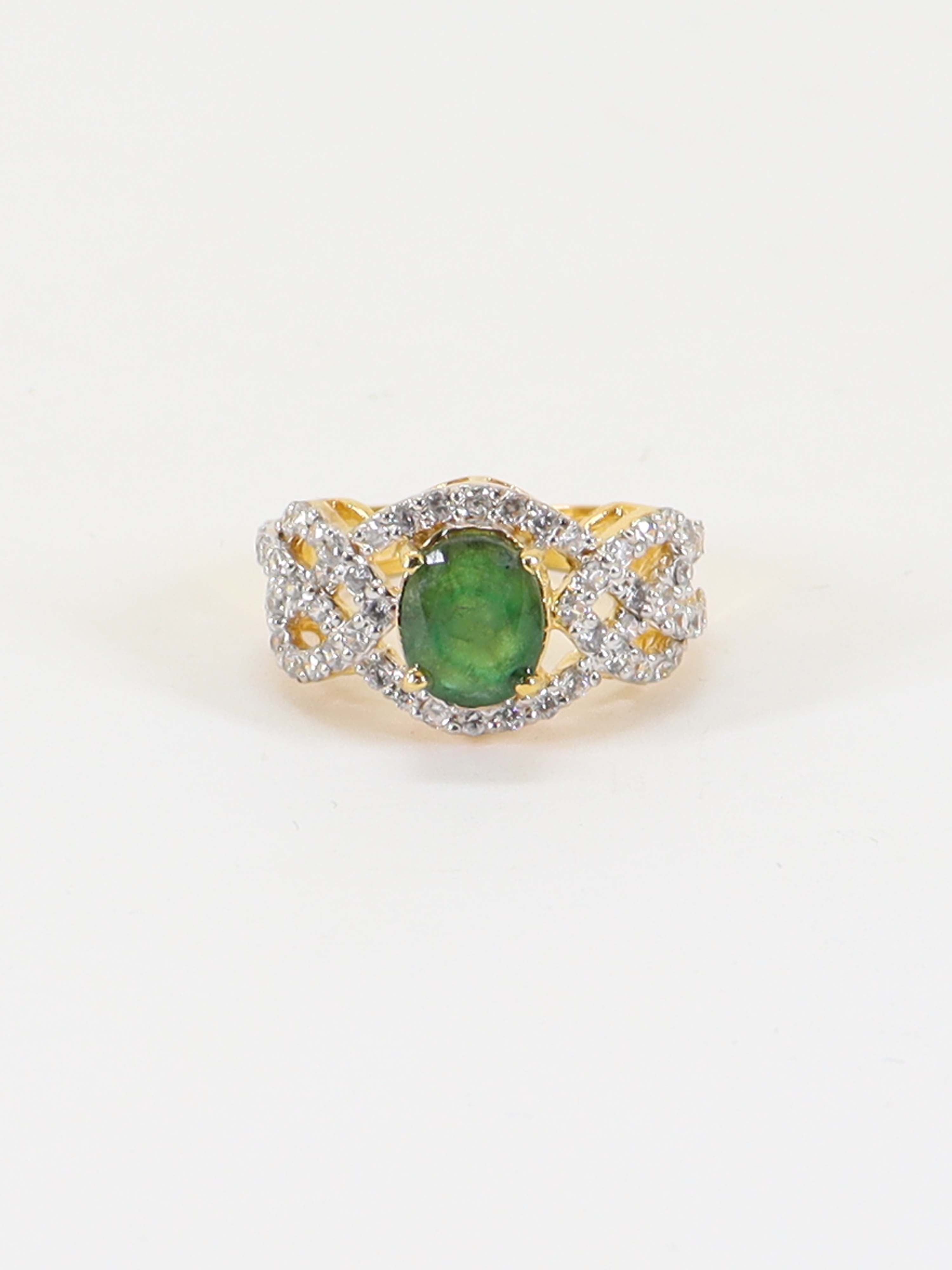 Real Emerald Ring In 925 Silver.