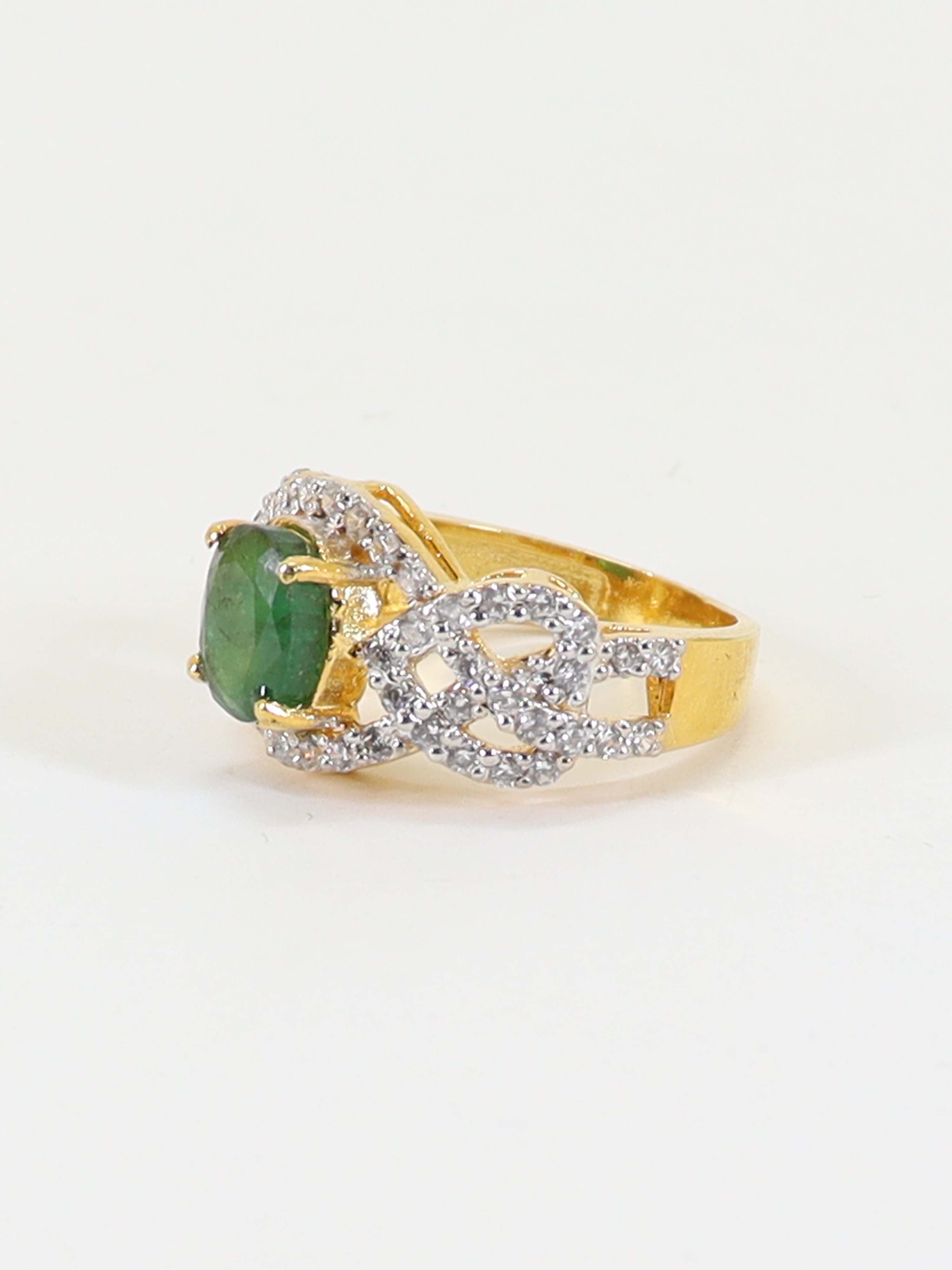 Real Emerald Ring In 925 Silver.