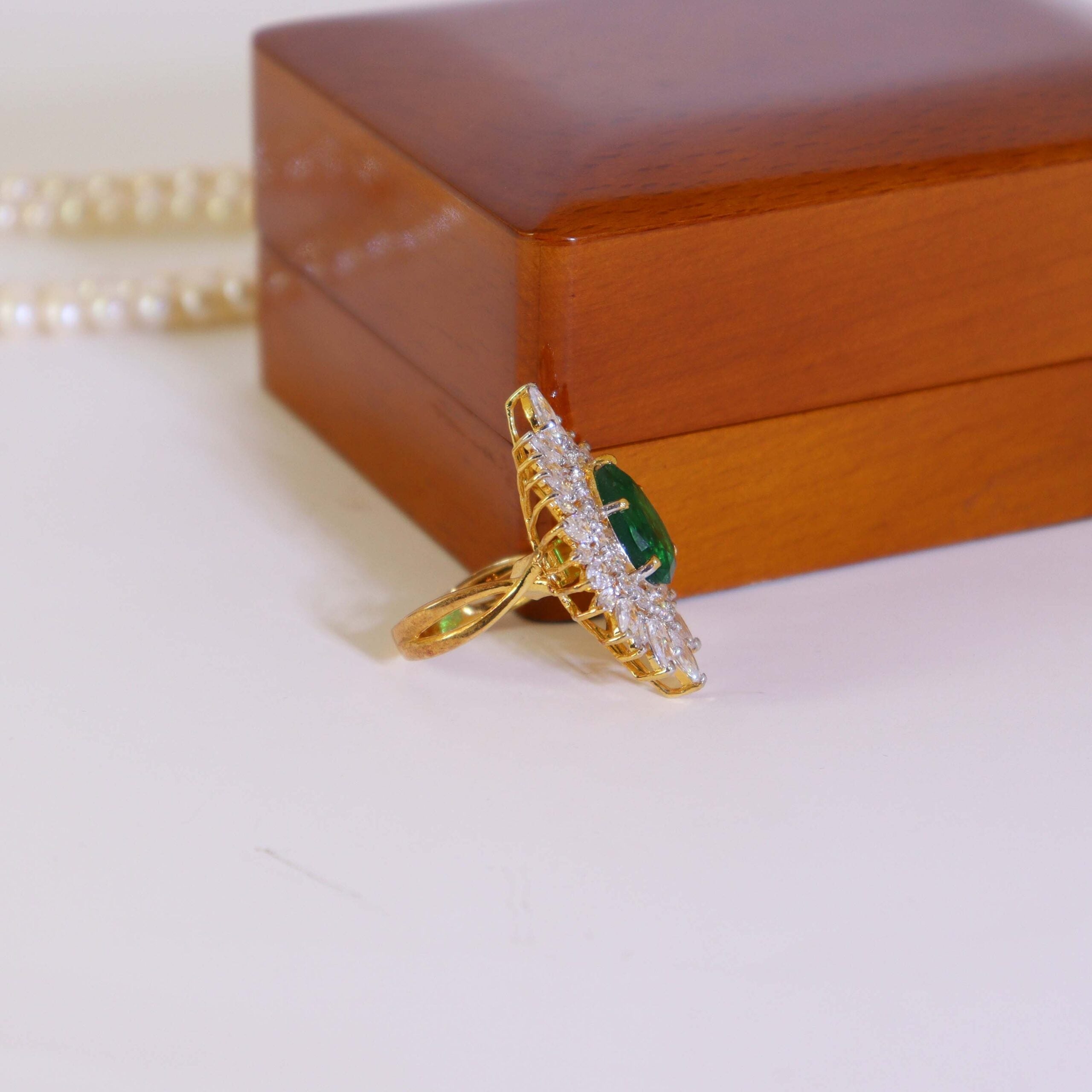 Ring With Green Zircon In Silver.